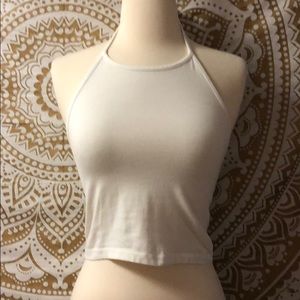 BRANDY MELVILLE WHITE HALTER CROP TOP